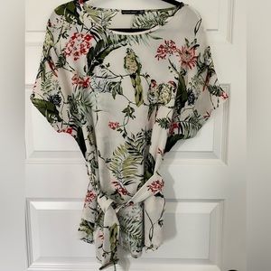 Amanda Green Top, White/Green, Size Medium
